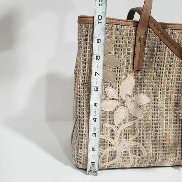 Calvin Klein Tote  Bag Brown/Tan With Floral Aplique - Picture 11 of 12